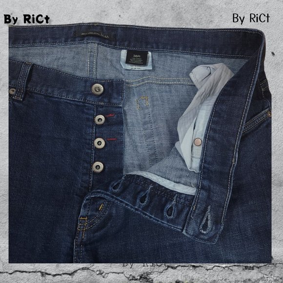 John Varvatos Men Jeans Size 38x33 Relaxed Straight Blue Denim Mid Rise Buttons - Picture 4 of 11